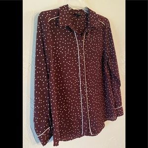Maroon button down blouse